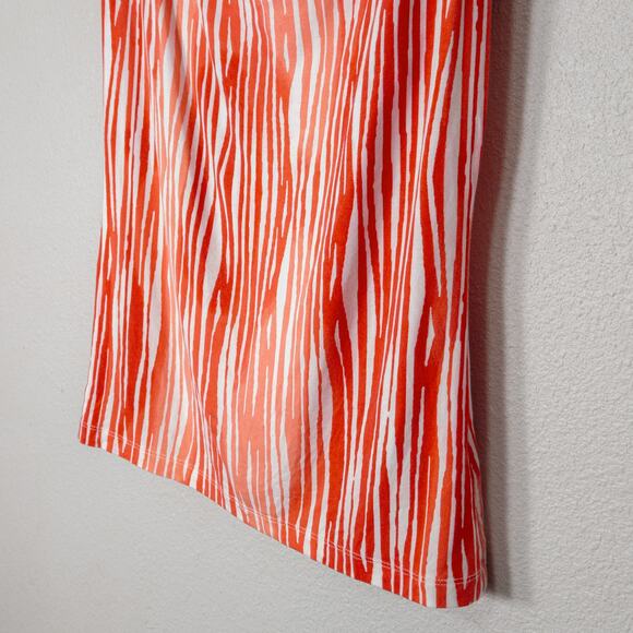 Tart Women’s Top Coral Bold Print Stripe Modal Blend Flowy Draped Minimalist M - Picture 4 of 10